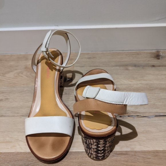 White Cole Haan Reptile Print Block Sandals / Heels, Size 9 with 3 inch heel - Picture 5 of 5